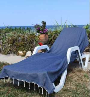 Toalla de playa nido de abeja unido azul marino Fouta Tunisia - 1