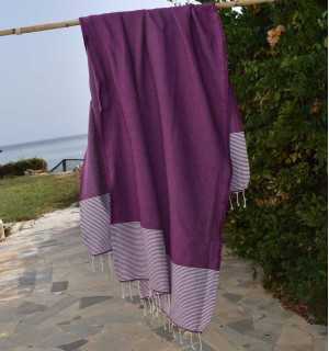 toalla de playa nido de abeja Purple Fouta Tunisia - 1 2