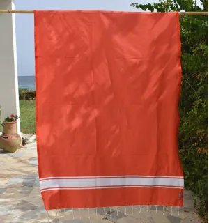 Toalla de playa plana naranja coral Fouta Tunisia - 4