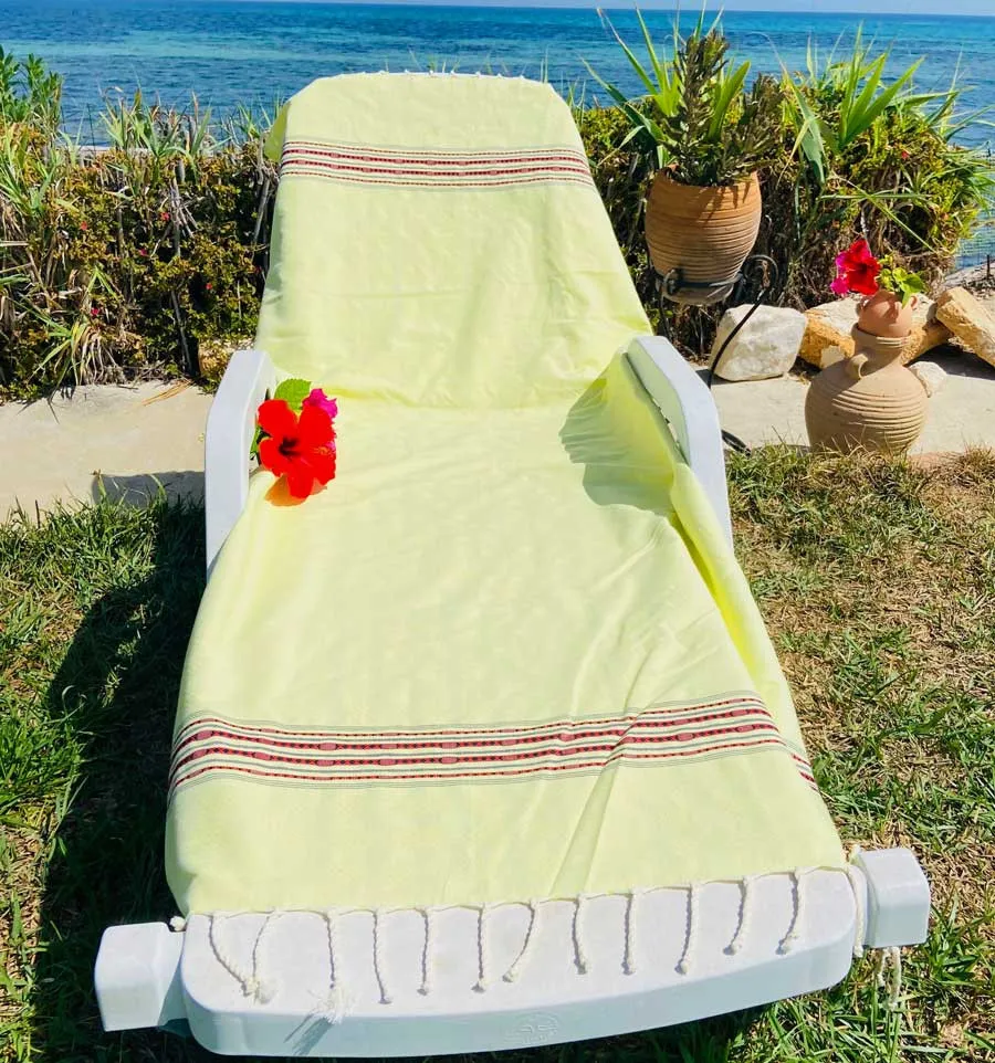 Toalla de spa verde pistacho con motivos Fouta Tunisia - 1