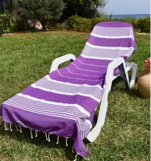 Toalla de playa arturo violeta con rayas Fouta Tunisia - 1