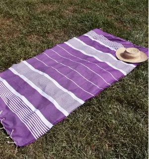 Toalla de playa arturo violeta con rayas Fouta Tunisia - 1 2