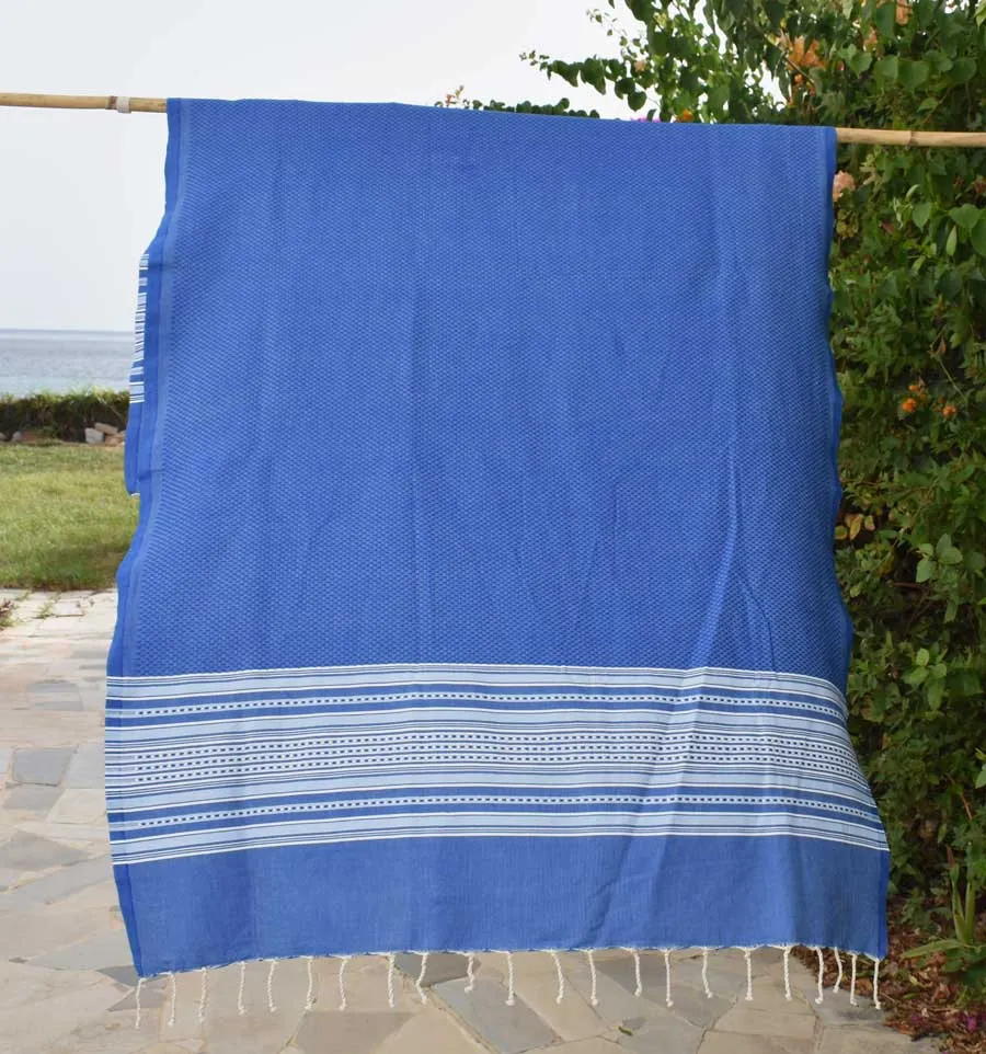 Toalla de playa arabesca azul y celeste Fouta Tunisia - 1