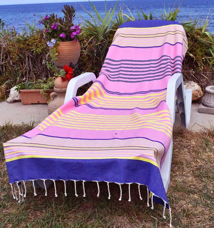 Toalla de playa 5 colores rosa, azul denim, amarillo, gris claro y antracita Fouta Tunisia - 1