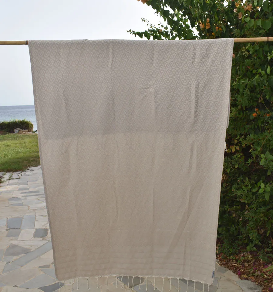 Toalla de playa Jacquard Diamante Beige Fouta Tunisia - 1