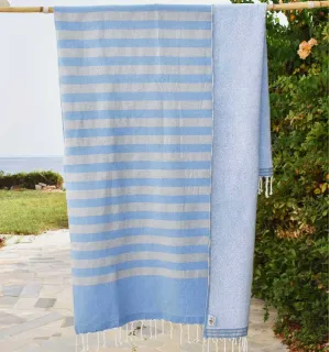 toalla de playa Esponja azul y gris muy claro Fouta Tunisia - 4