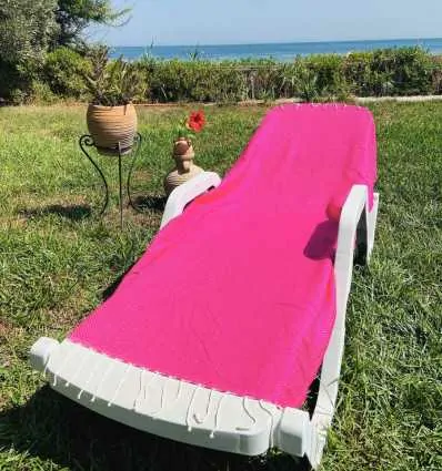 Fouta nido de abeja unido rosa fucsia Fouta Tunisia - 1