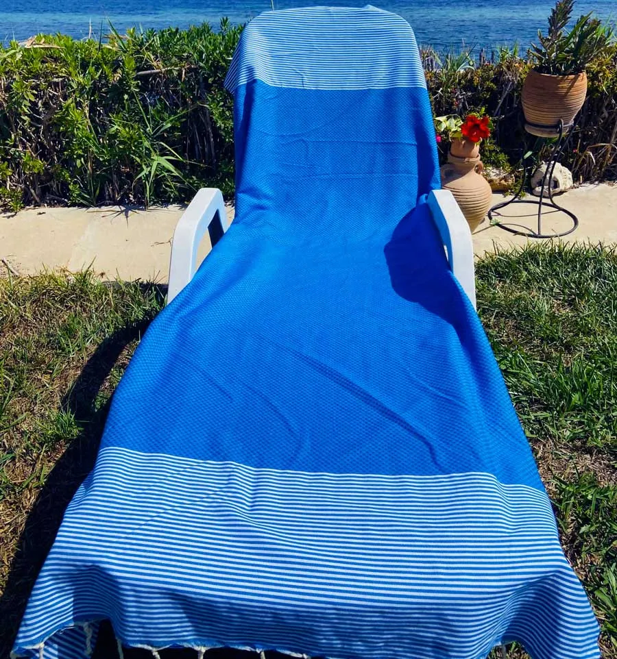 Toalla de playa Azul marino con rayas Fouta Tunisia - 1