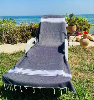 Toalla playa denim azul Fouta Tunisia - 1