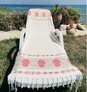 Fouta Khomsa rosa oscuro Fouta Tunisia - 1