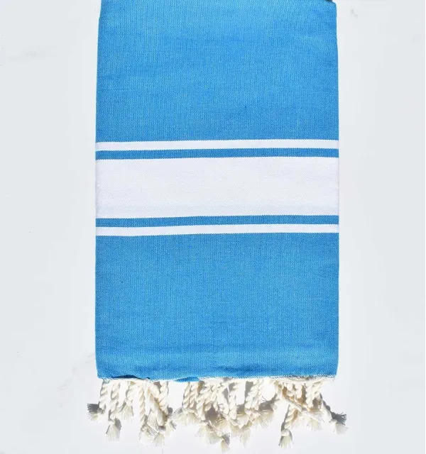 Fouta plate bleu céruléen Fouta Tunisia - 1