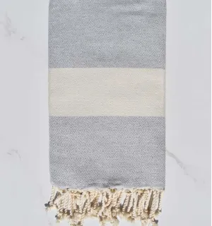 Toalla de playa Diamante gris claro Fouta Tunisia - 1