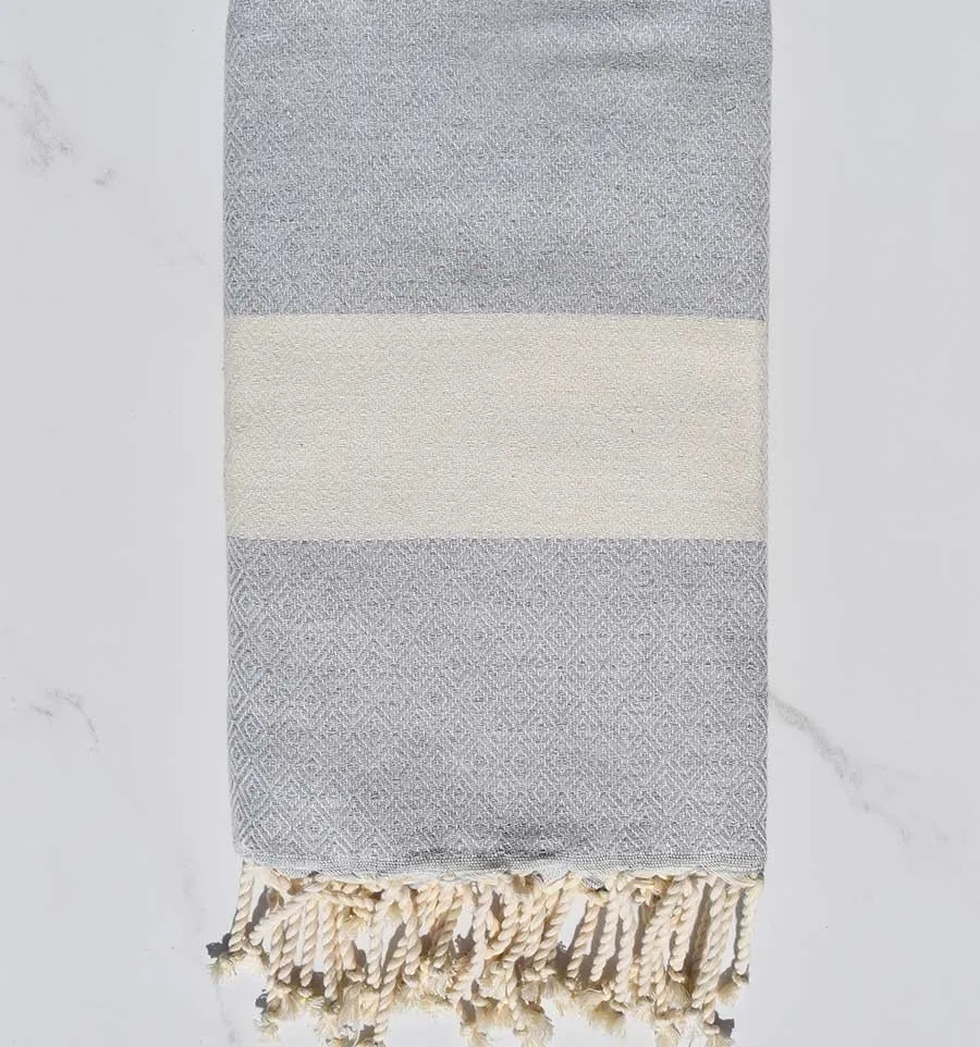 Toalla de playa Diamante gris claro Fouta Tunisia - 1