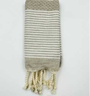 Mini toalla beige con rayas Fouta Tunisia - 1