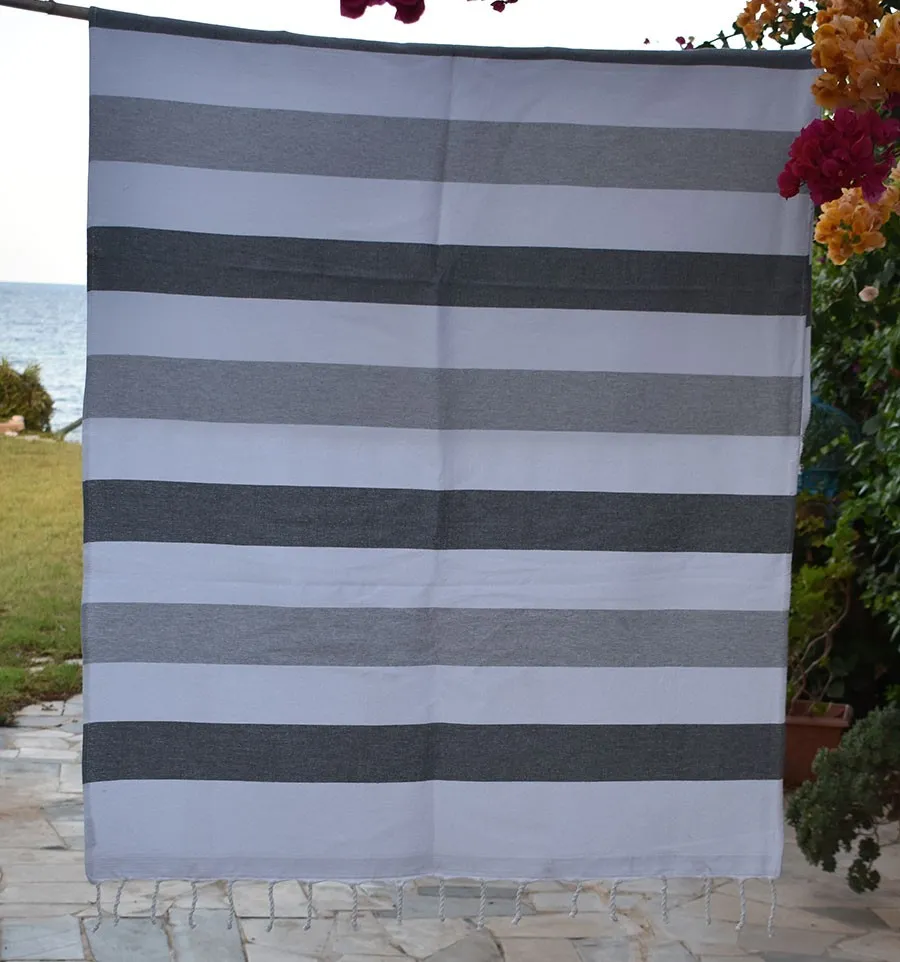 Toalla de playa esponja gris y gris claro Fouta Tunisia - 1