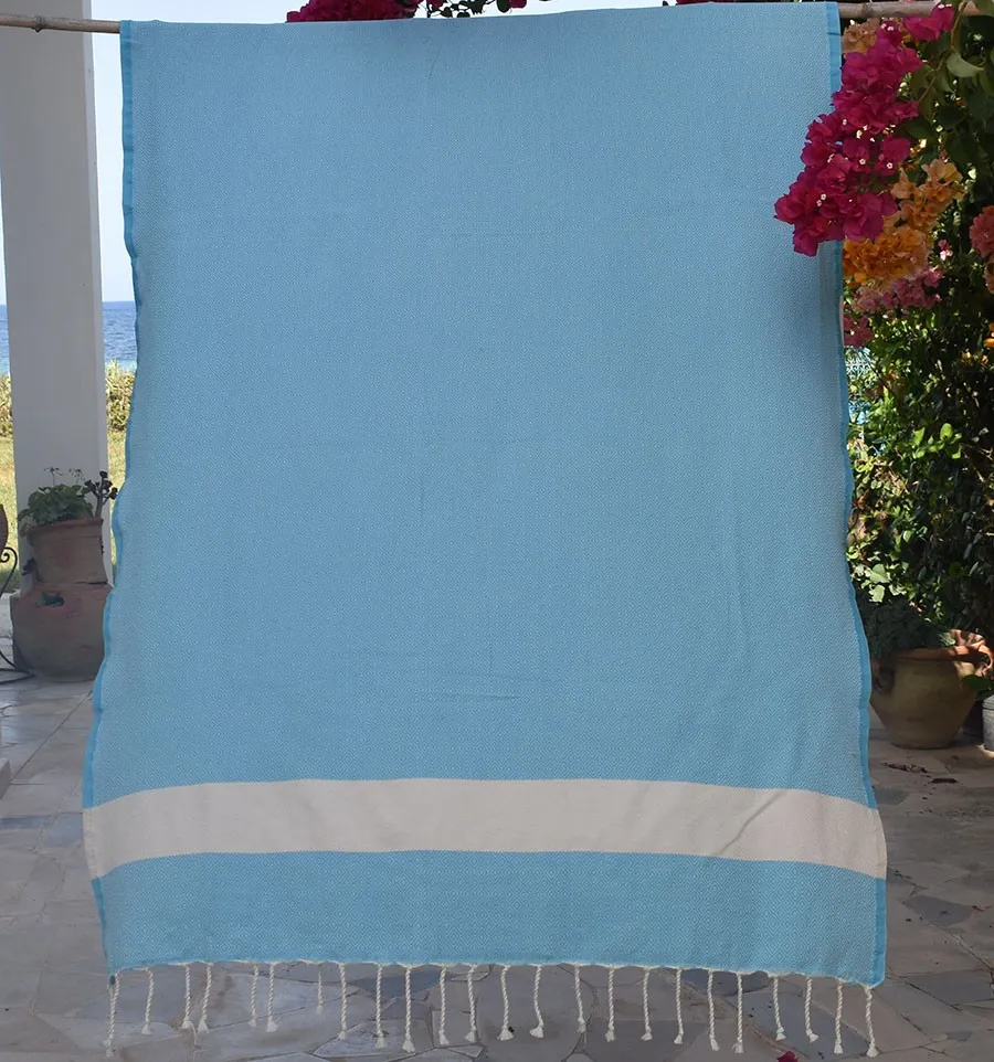 Toalla de playa Diamante azul turquesa Fouta Tunisia - 1