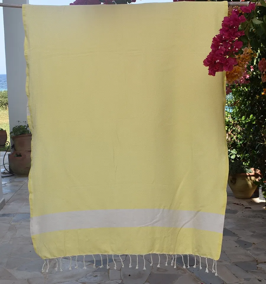 Toalla de playa Diamante Amarillo Claro Fouta Tunisia - 1