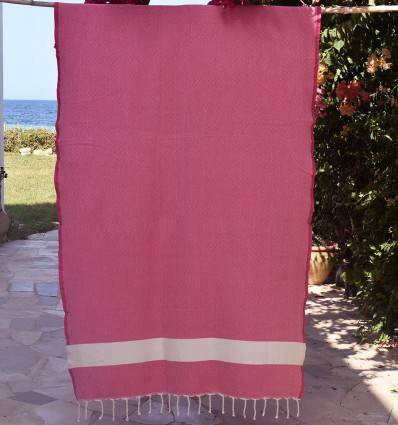 Toalla de playa Diamante rosa fucsia Fouta Tunisia - 1