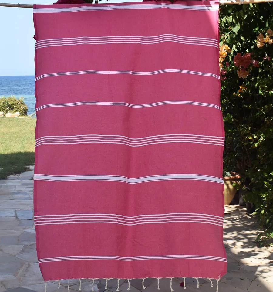 Toalla de playa Mykonos rosa fushia Fouta Tunisia - 1