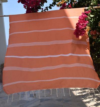 Toalla de playa Mykonos naranja Fouta Tunisia - 1