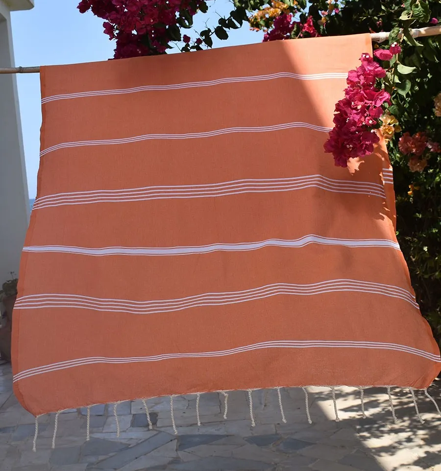 Toalla de playa Mykonos naranja Fouta Tunisia - 1