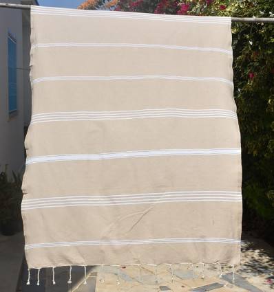 Toalla de playa Mykonos beige Fouta Tunisia - 1