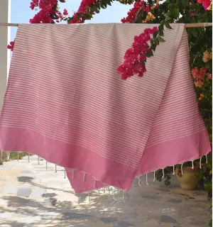 Toalla de Playa Portofino Rosa Claro Fouta Tunisia - 1 2