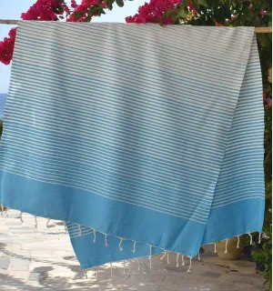 Toalla de Playa Portofino Azul Celeste Fouta Tunisia - 1 2