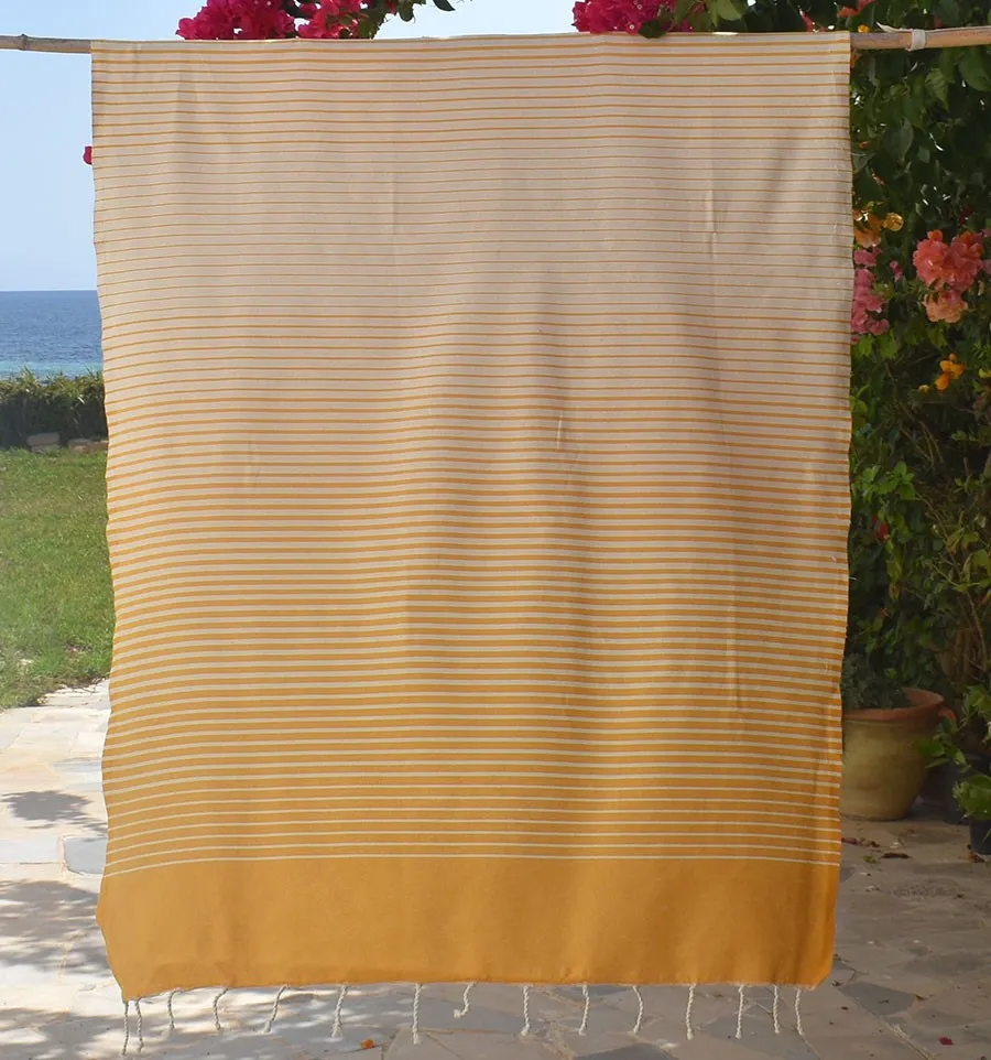 Toalla de Playa Portofino Amarillo Mostaza Fouta Tunisia - 1