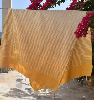 Toalla de Playa Portofino Amarillo Mostaza Fouta Tunisia - 1 2