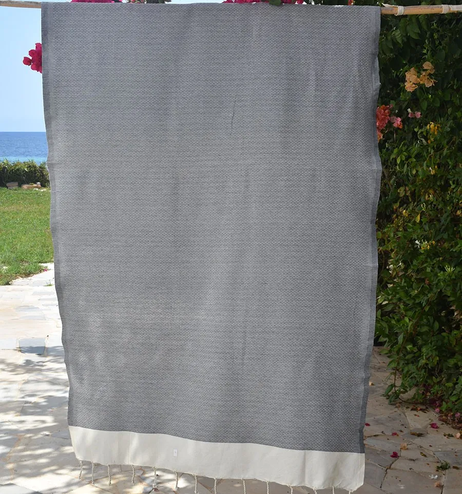 Toalla de playa PIQUE-PIQUE gris Fouta Tunisia - 1