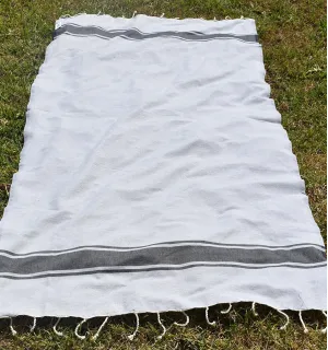 Fouta plano blanco rayas antracita Fouta Tunisia - 1