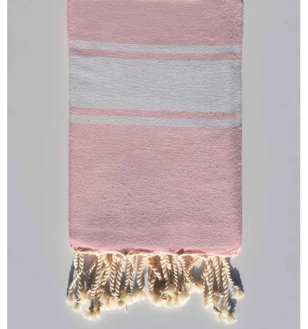 Fouta en Coton Recyclé rose bébé Fouta Tunisia - 1