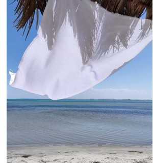 Toalla de playa Hermosa fouta  nido de abeja sólida blanca Fouta Tunisia - 1 2