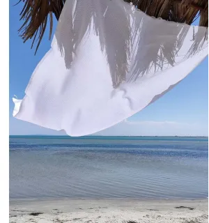 Toalla de playa Hermosa fouta  nido de abeja sólida blanca Fouta Tunisia - 1 2