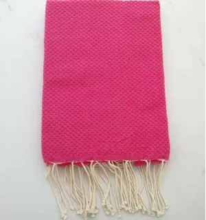 Fouta nido de abeja unido rosa fucsia Fouta Tunisia - 1 2