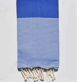 toalla de playa nido de abeja Azul eléctrico Fouta Tunisia - 1 2