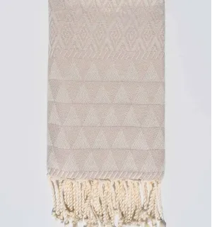 Toalla de playa Jacquard Diamante Beige Fouta Tunisia - 1 2