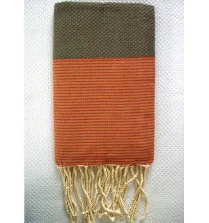 Fouta verde militaire righe arancione 