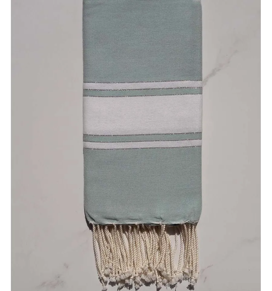 FOUTA Lurex PLATE vert d'eau 