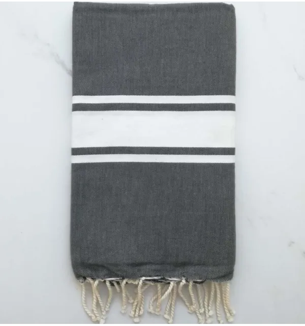 Fouta tejido liso verde y gris 