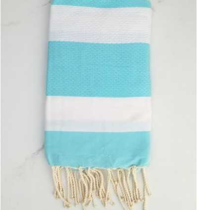 FOUTA NID D'ABEILLE rouge groseille rayée blanc 