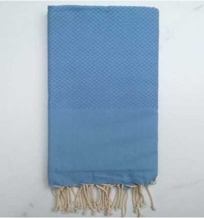 FOUTA Nid d'abeille unie gris bleu 