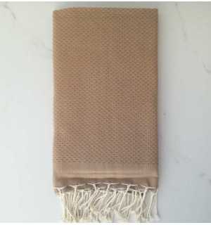 FOUTA Nid d'abeille unie gris clair 