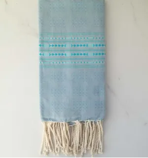 Fouta arabesque rayée rouge 