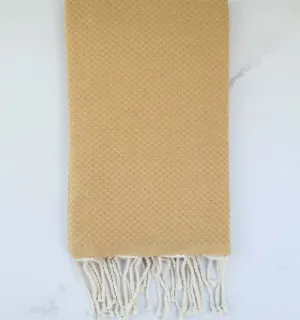 Fouta nido de abeja unido amarillo ocra 