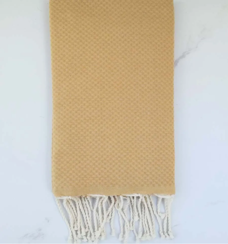 Fouta nido de abeja unido amarillo ocra 