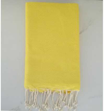 FOUTA Nid d'abeille unie jaune citron 