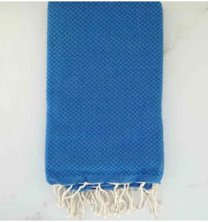 FOUTA nido de abeja sólida azul azúr Fouta Tunisia - 1 2