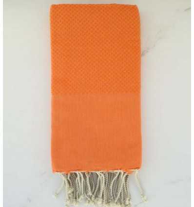 FOUTA nid d'abeille unie orange 